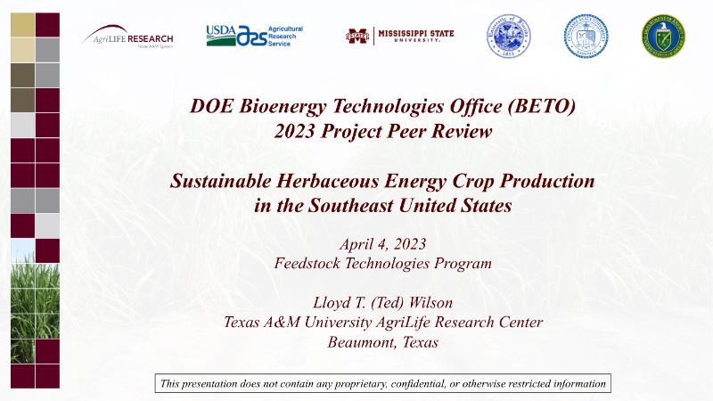 The Digest’s 2024 Multi-Slide Guide to  Sustainable Herbaceous Energy Crop Production in the Southeast US.