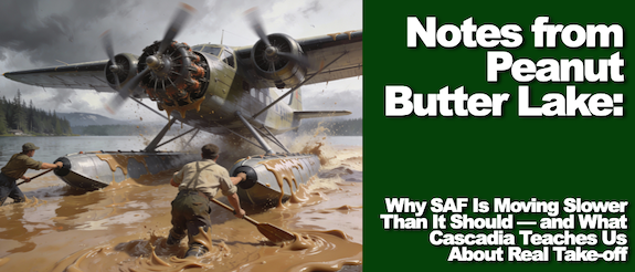 Notes from Peanut Butter Lake: Why SAF Is Moving Slower Than It Should — and What Cascadia Teaches Us About Real Take-Off